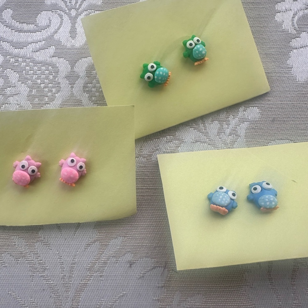 Cute Owl Stud Earrings Set